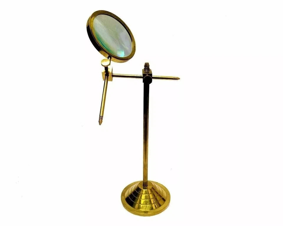 Antique Brass Adjustable Magnifier for Desk