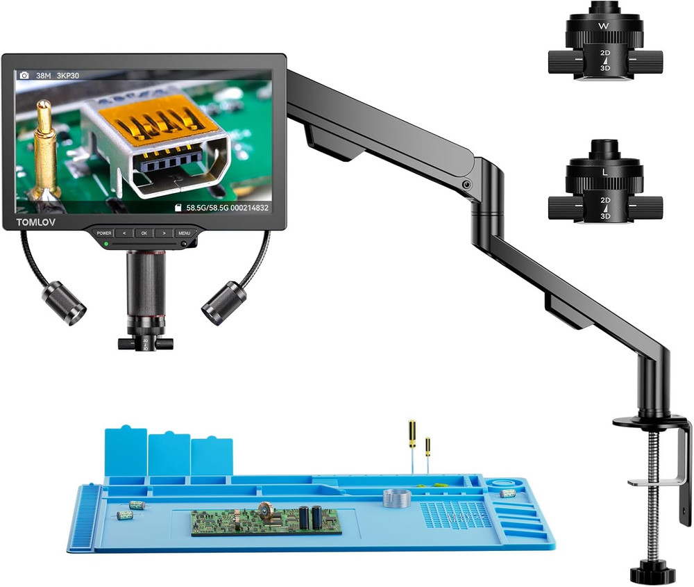 3D Digital Microscope for Soldering: Magnetic Dual Lens Micro Scope TM3K-3D for