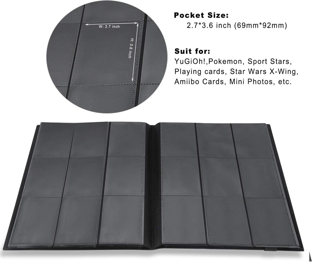 Large Black Card Storage Binder - Side Loading for Easy Access & Protection