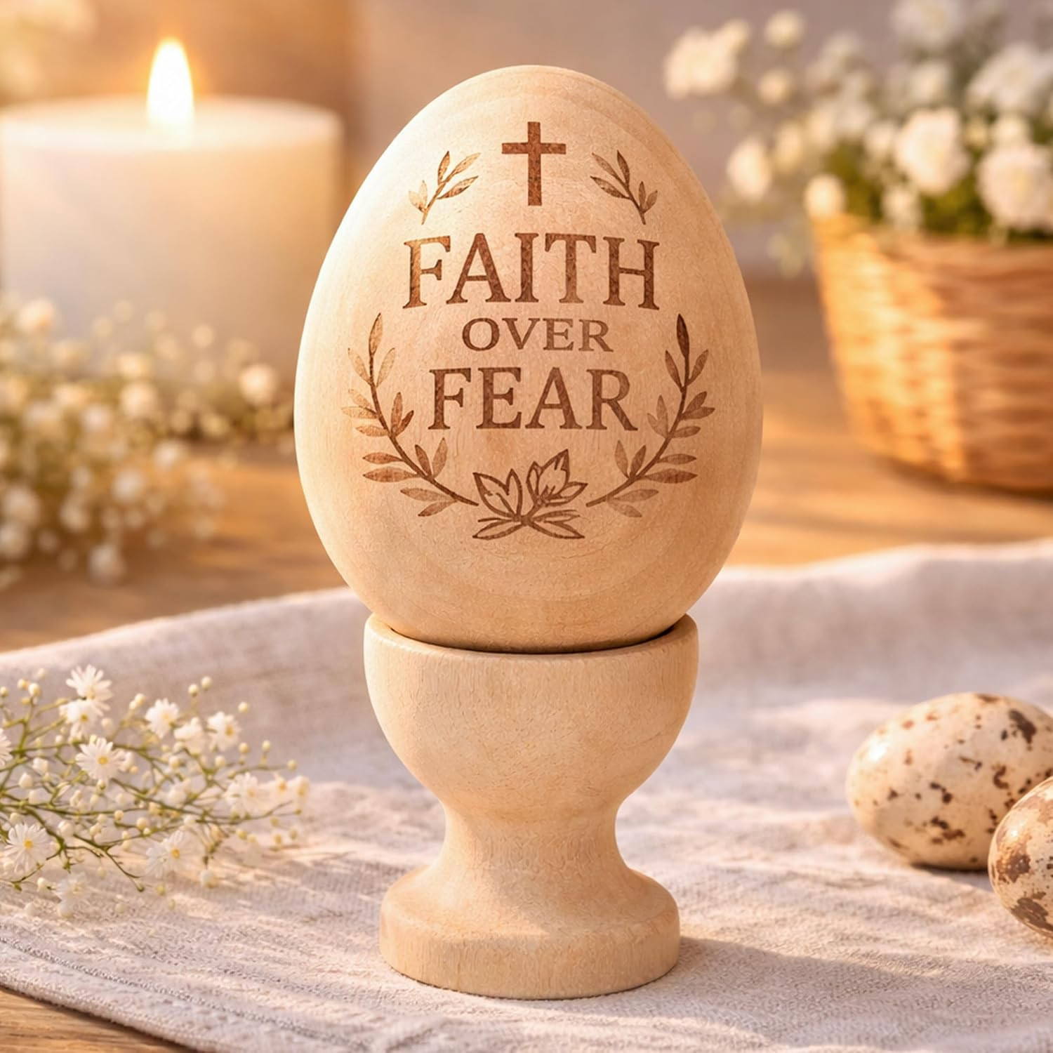 He Is Risen Easter Decor – Religious Easter Cross Decoration for Home, Catholic