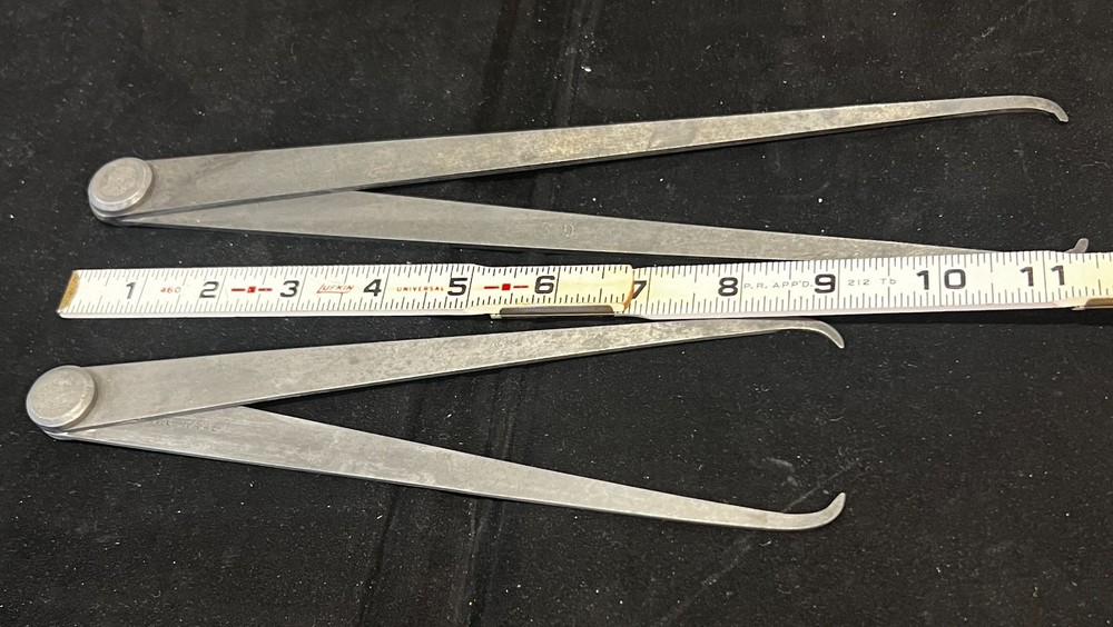 Hinged 8.5" and 11" Outside Diameter Calipers Unmarked