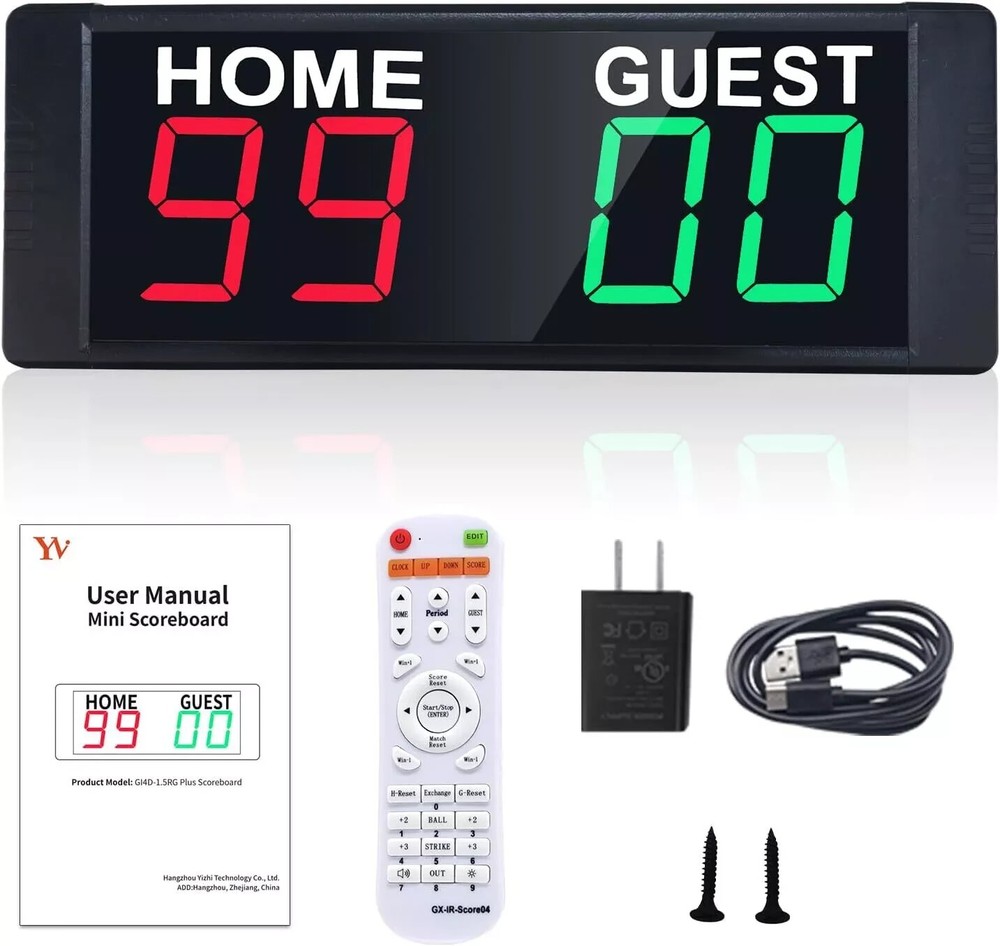 LED Portable Digital Scoreboard, Tabletop Electronic 4 digits(remote)