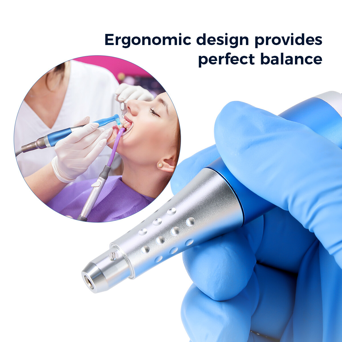 AZDENT Dental Hygiene Prophy Handpiece Air Motor 4HOLE 4:1 Nose Cone 360° Swivel