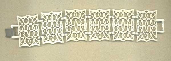 Mid Century Metal Bracelet with Lace Pattern