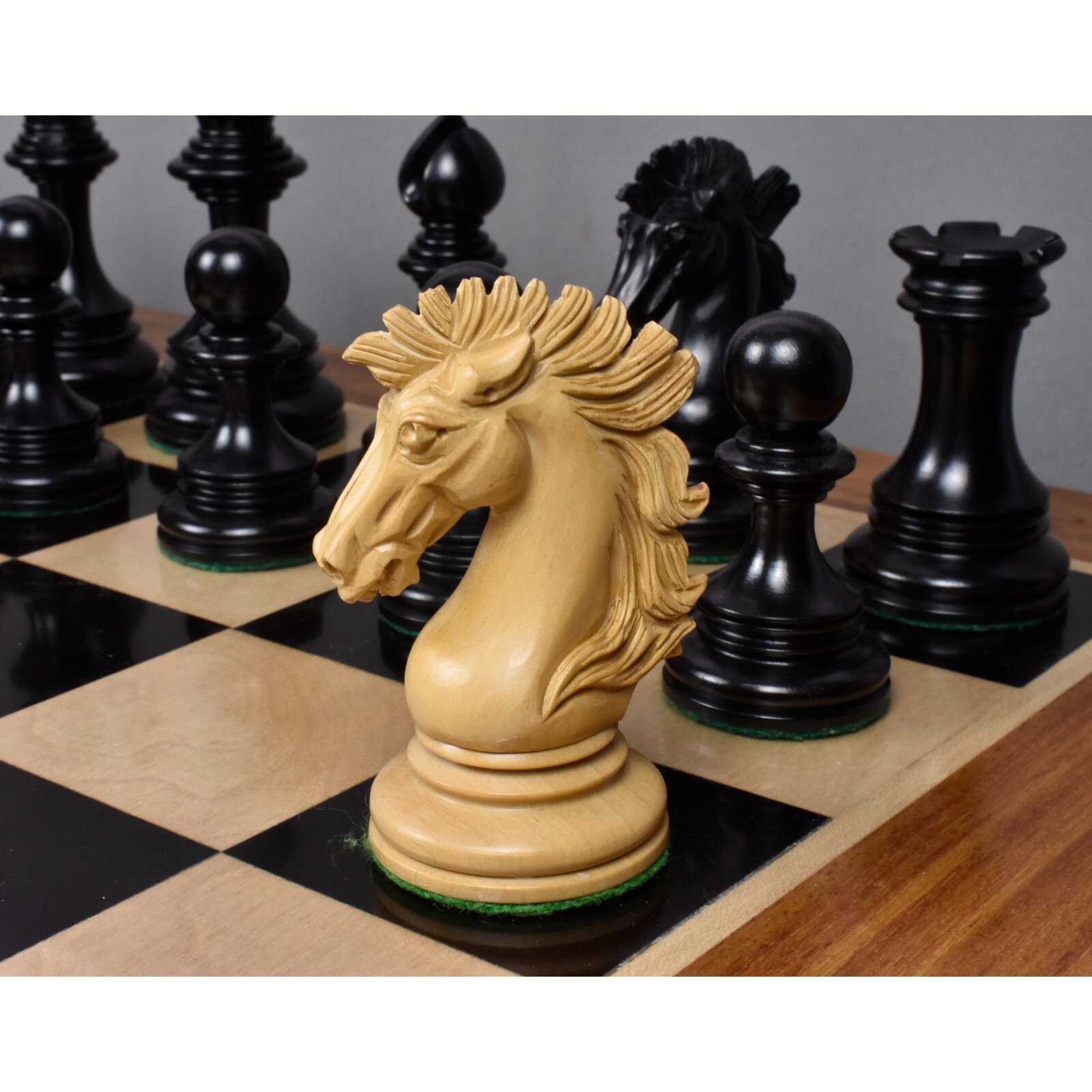Alexandria Luxury Staunton Chess Pieces Only Set - Triple Weighted - Ebony Wood