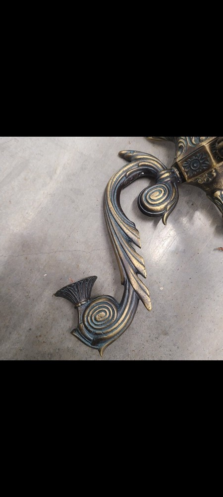 Ornate Antique solid brass double arm wall sconse