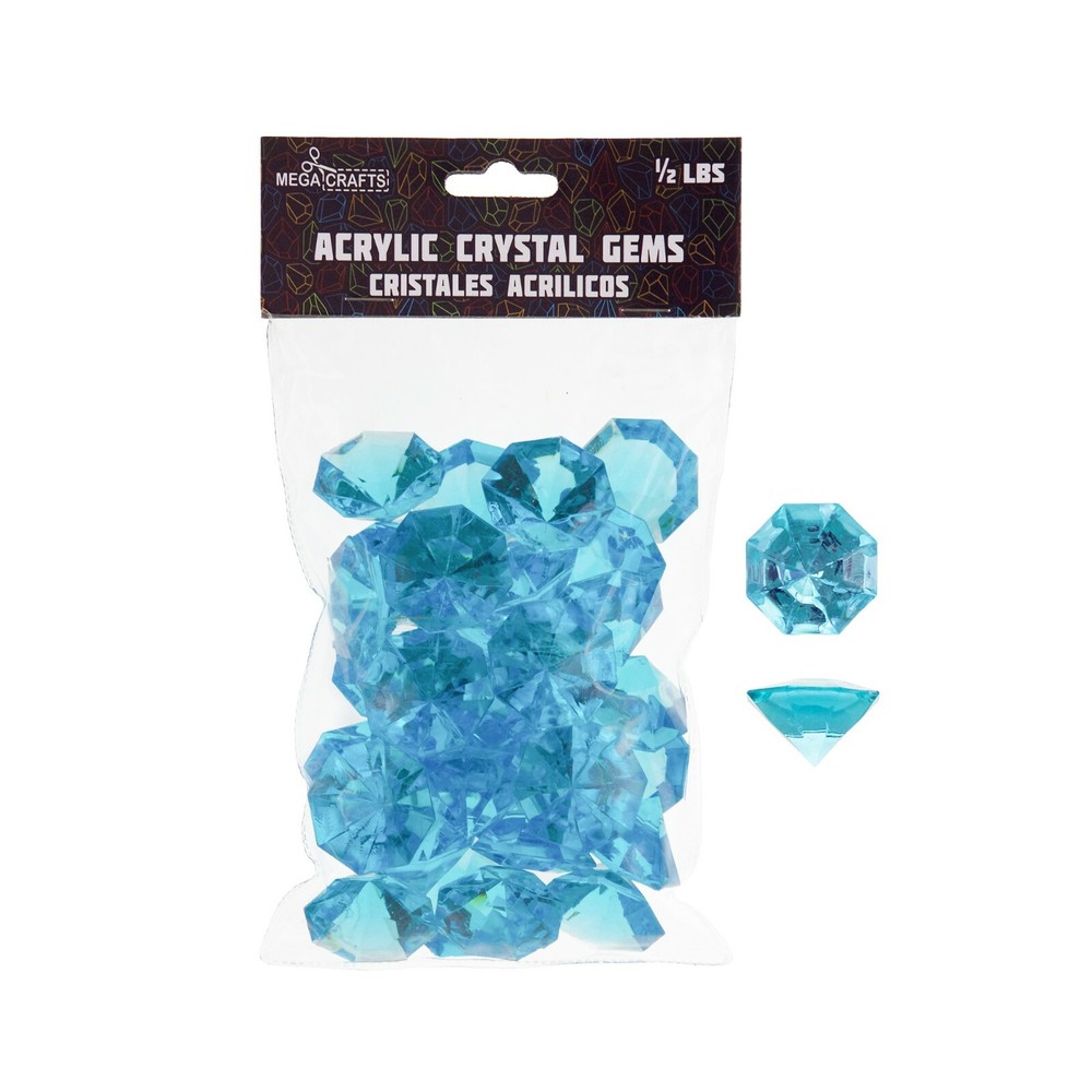 Mega Crafts - 1/2 Pound Acrylic Decorative Large Diamonds - Turquoise