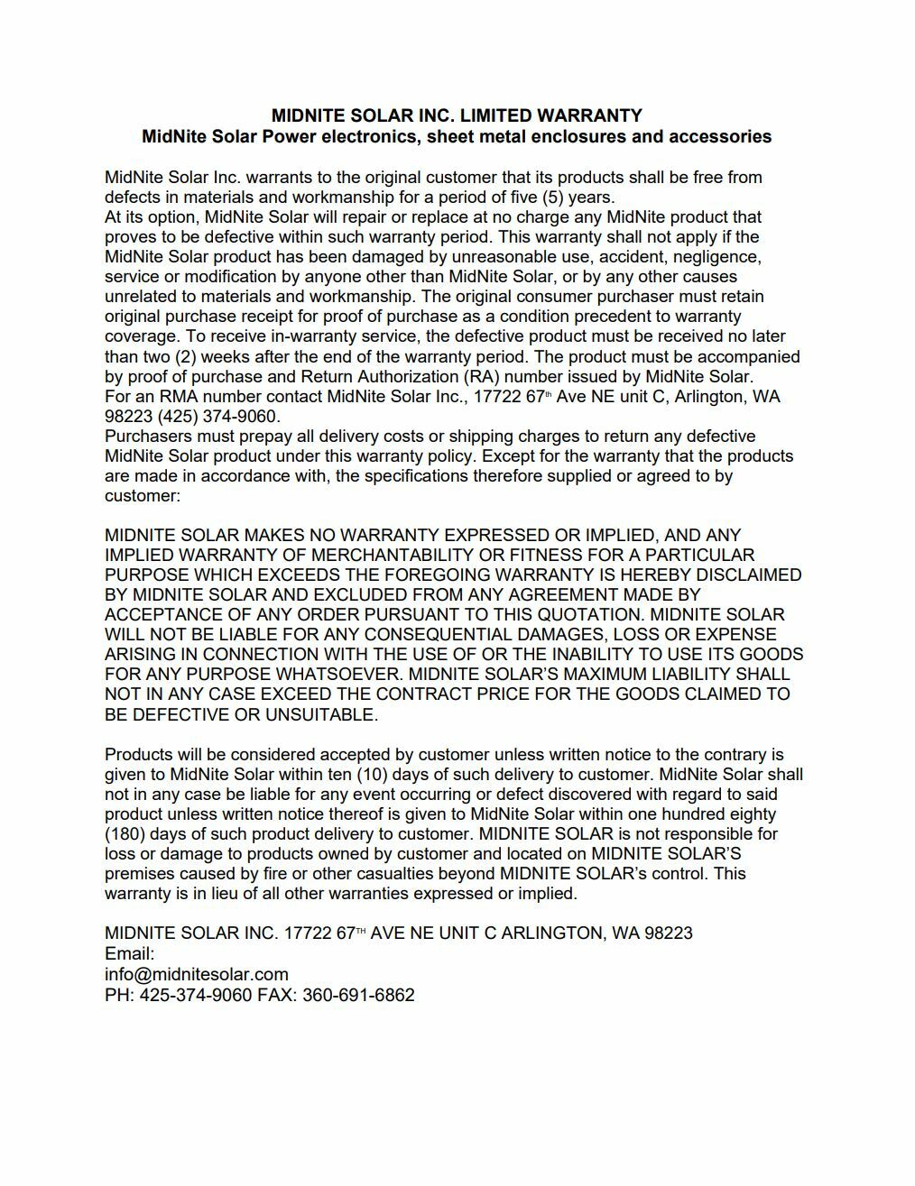 MidNite Solar MNEPV Circuit Breakers 150VDC 1-Pole