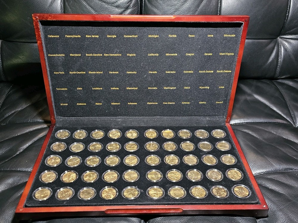 Historic 50 State Gold Plated Coin and Box Set
