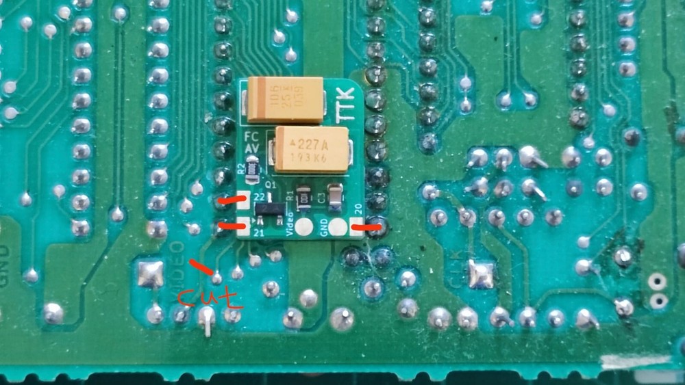 Famicom Composite AV Mod Board (Jail Bar Remove)