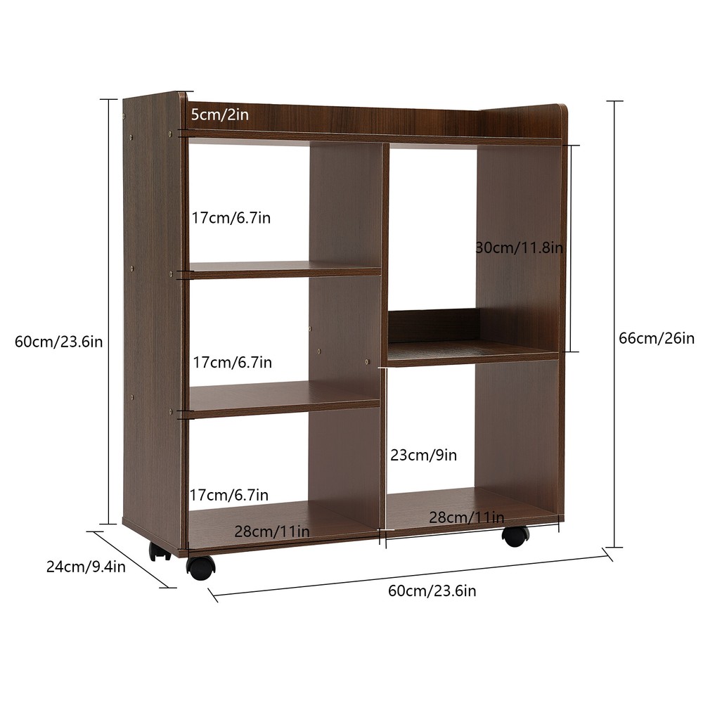 Rolling Printer Stand W/ Three-section Storage Office Filing Cabinet For Office