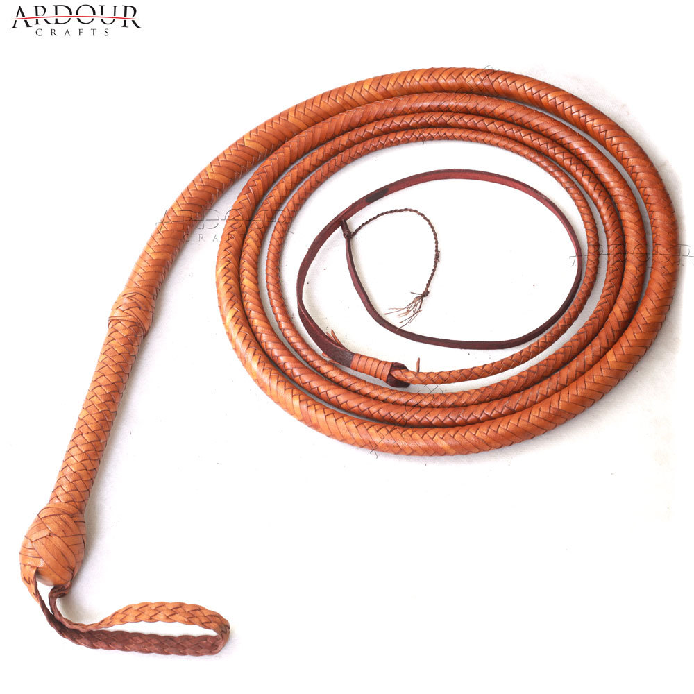 Kangaroo Leather Hide Bullwhip 04 to 16 Feet,16 Plaits Indiana Jones Bull Whip