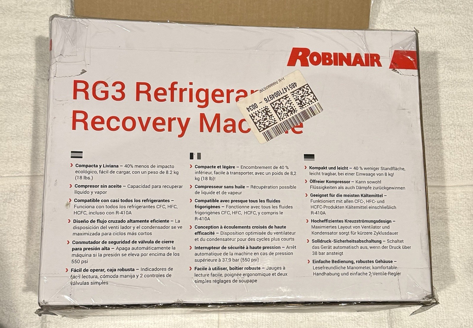 BRAND NEW Robinair RG3 Portable Refrigerant Recovery Machine FAST SHIPPING