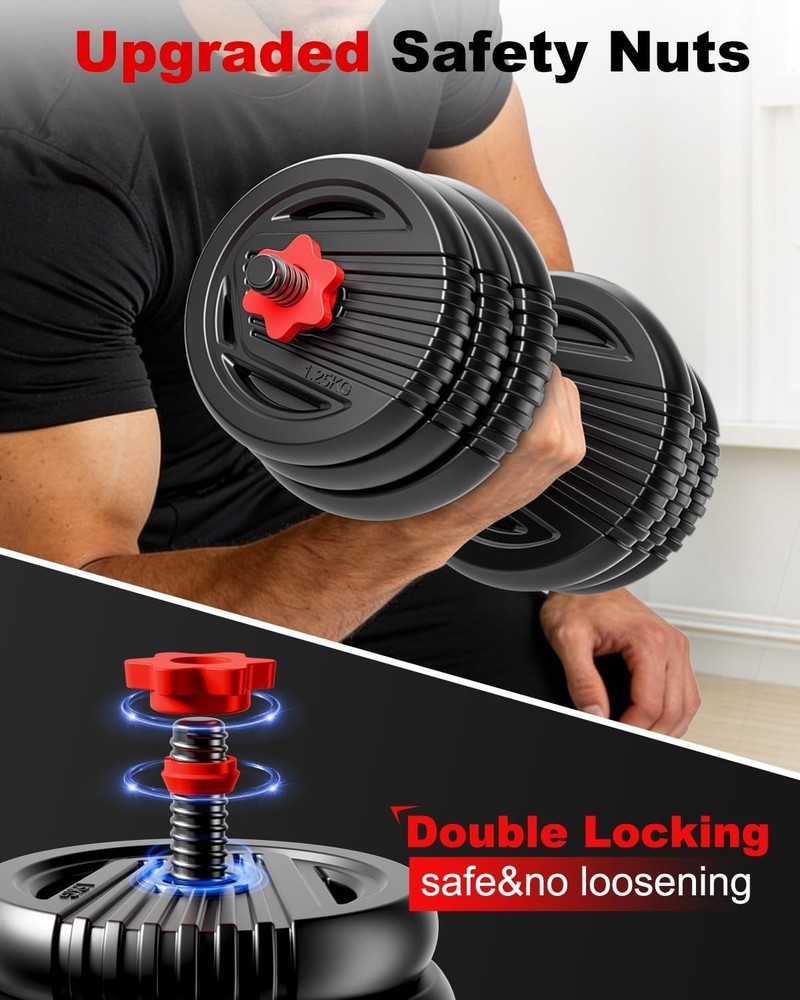 Adjustable Dumbbells Set with Connector, 90lbs
