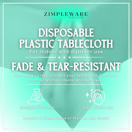 Premium Plastic Table Cloth Disposable (6 Pk) Plastic 6 Pack Rectangle Aqua