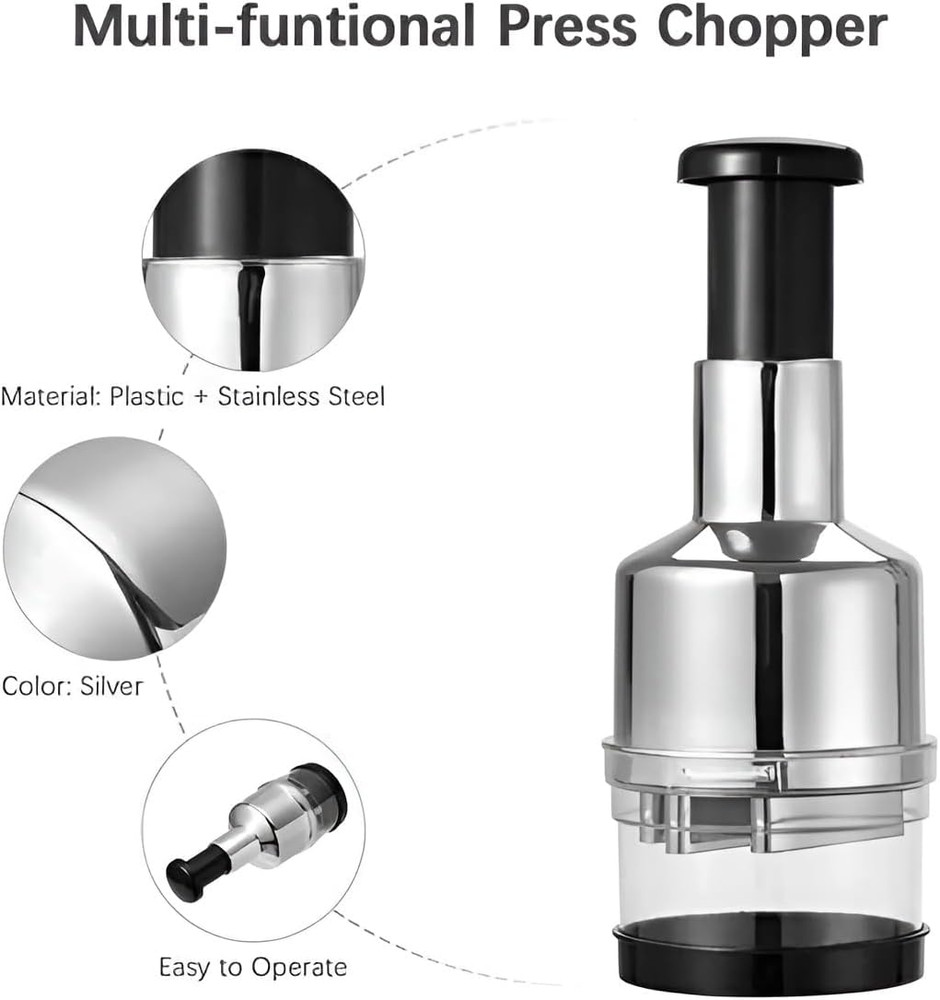 Manual Food Chopper, Easy Vegetable, Onion Cutter, Garlic Mincer, Multi-Function