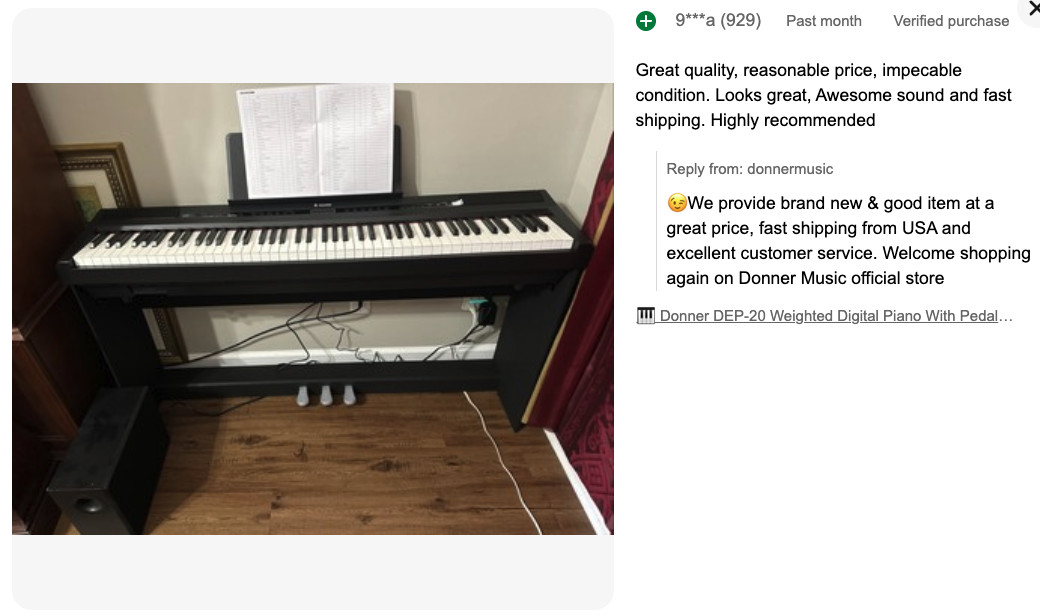 Donner DEP-20 Digital Piano Keyboard 88 Weighted Keys with Stand