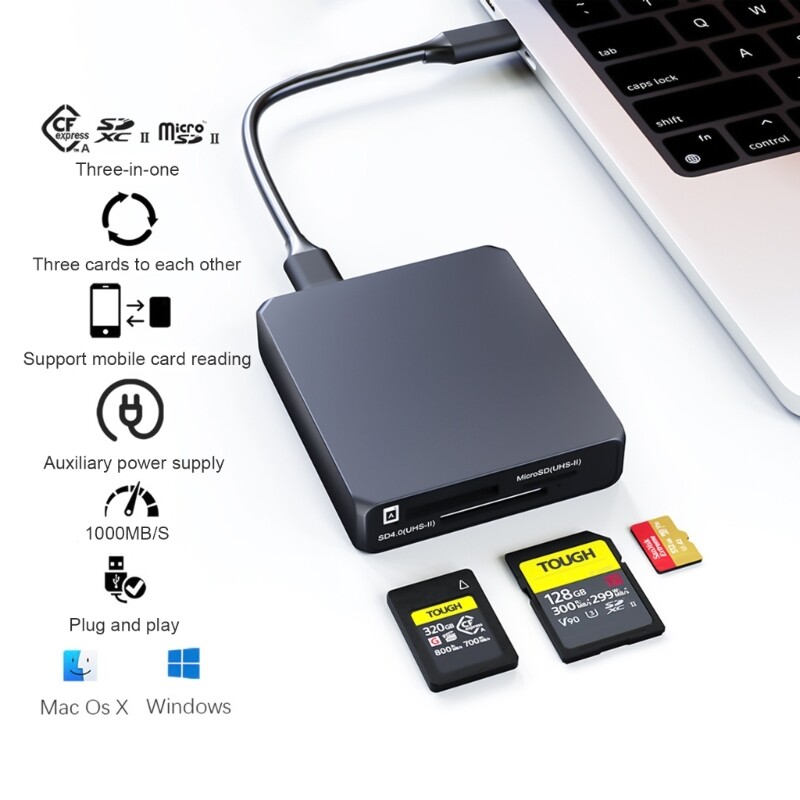 USB 3.2 Card Reader Adapter High Speed Memory Card Reader Card Reader 3 in 1