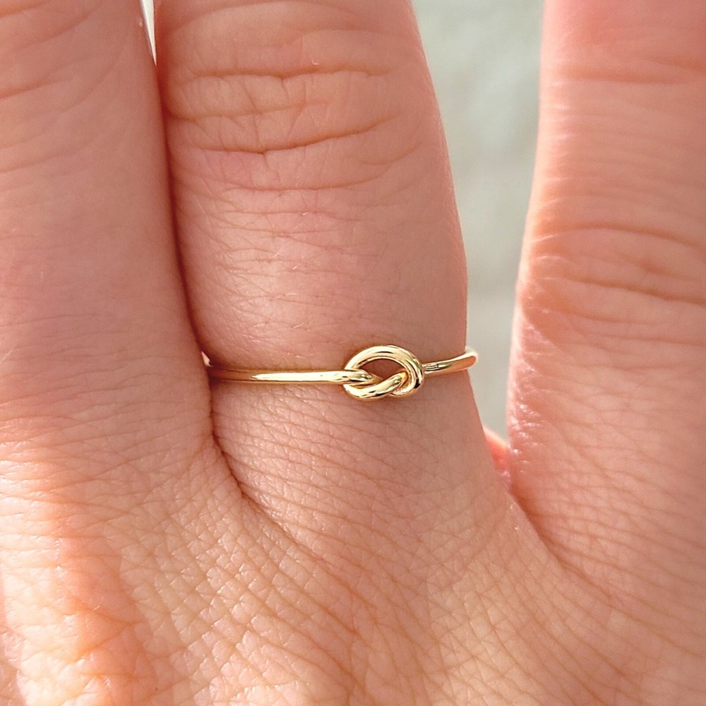 14k Solid Gold Tight Knot Ring, Solid Gold Minimalist Love Knot Rings