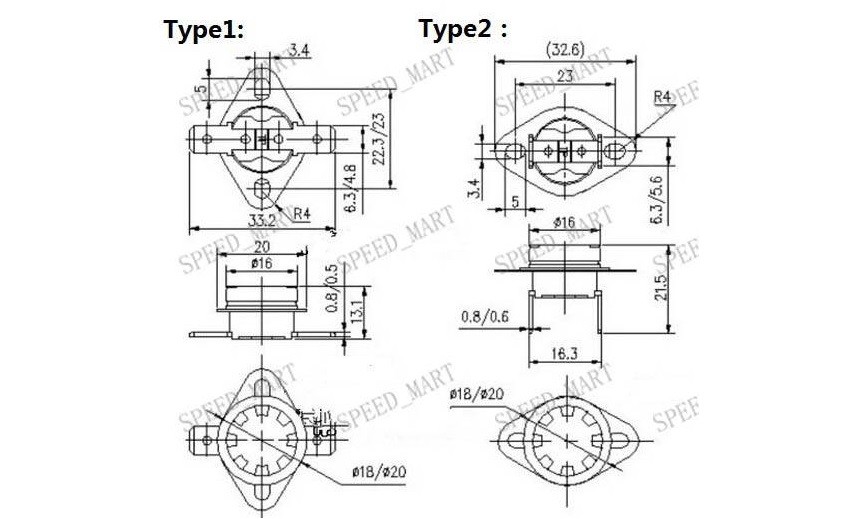 10 pcs Temperature Switch Control Sensor Thermal Thermostat 65°C N.C. KSD301