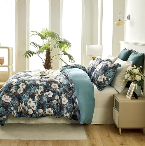 Size Comforter Set - Floral Boho Bedding Comforter Set, King Emerald Green