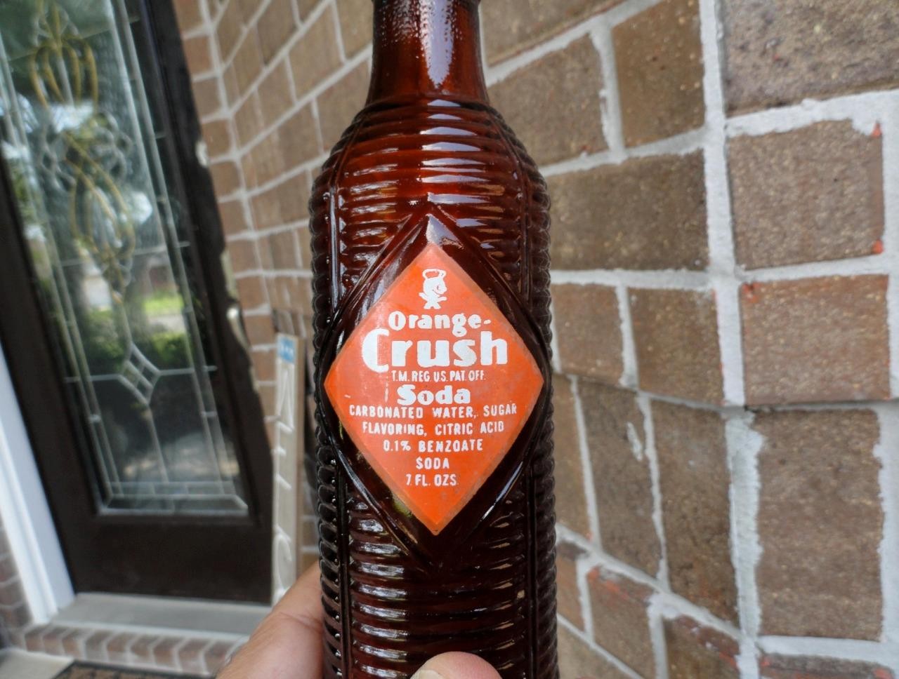 early Orange Crush BEEHIVE Ribbed AMBER Soda Bottle BIRMINGHAM, ALABAMA ALA