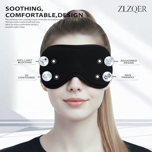 Ultra-Thin 3D Sleep Mask – Precision-Fit Light-Blocking Eye Mask for Side Black