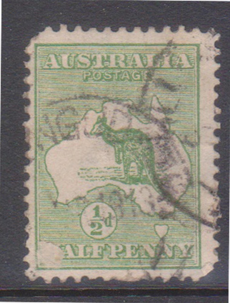 (F153-5) 1913 AU 1/2d green kangaroo stamp (E)