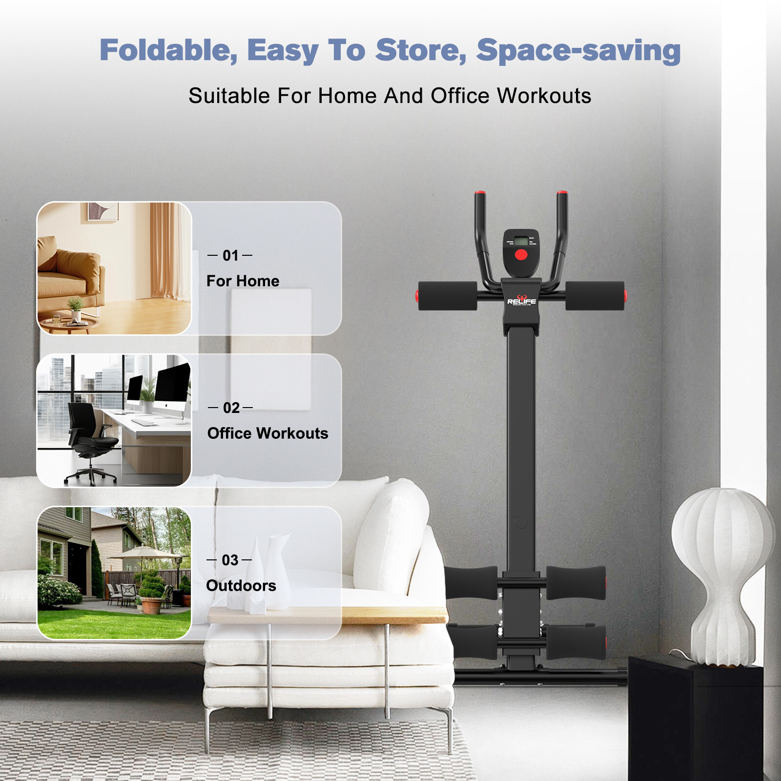 AB Workout Machine Abdominal Trainer Foldable Ab Cruncher Strength Training