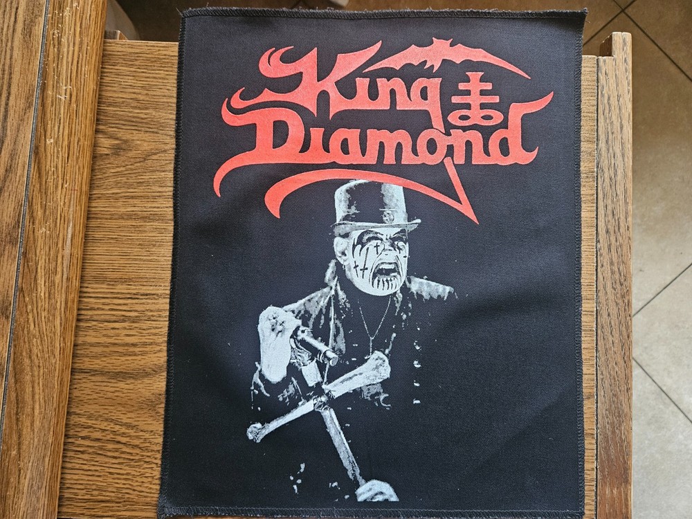 KING DIAMOND  + LOGO, CANVAS SCREEN PRINTED LARGE BACK PATCH