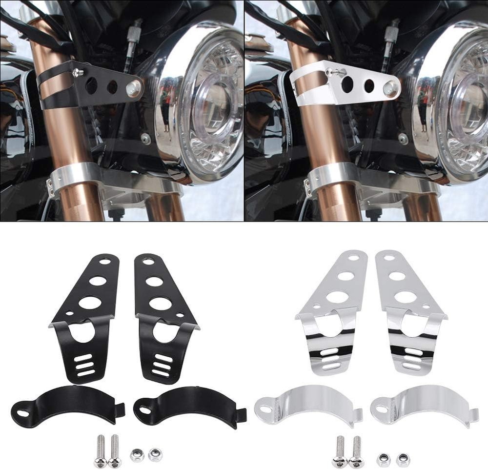 33-45mm Fork Headlight Mounting Bracket, Universal Motorcycle Headlight Black