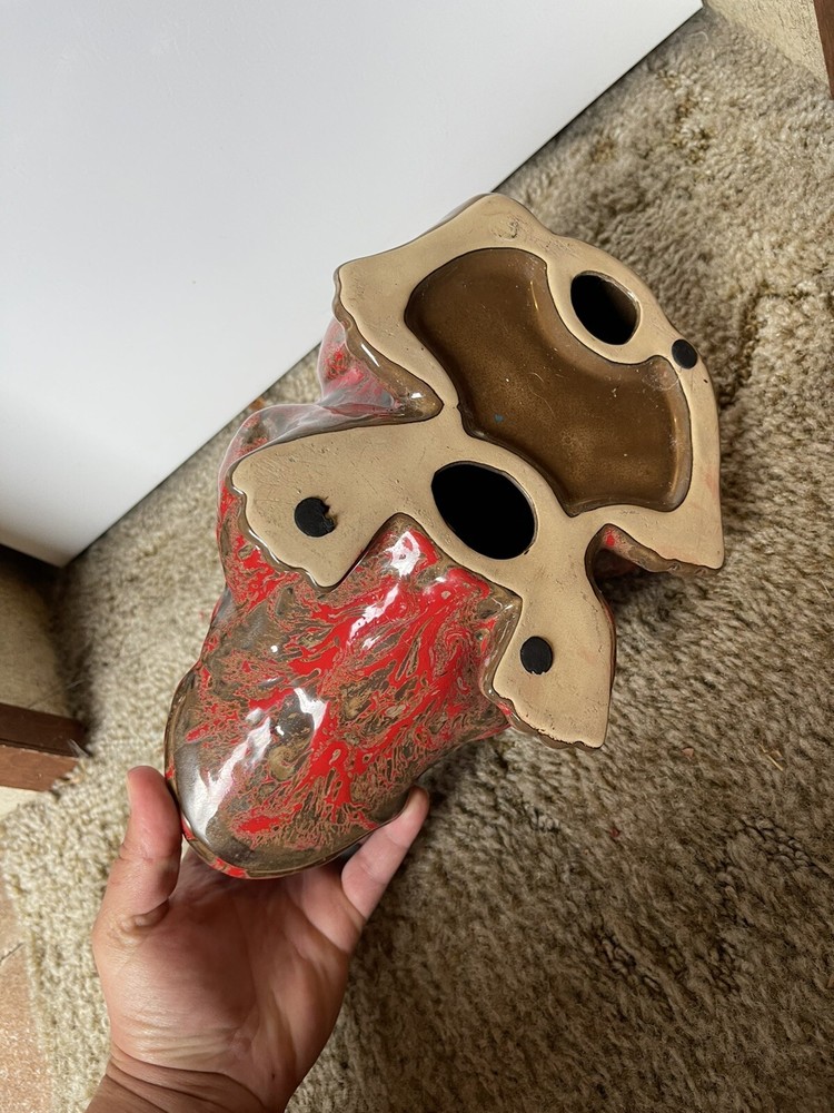 Ceramic Frog - Clean Burn Tabletop Torch - Red & Brown