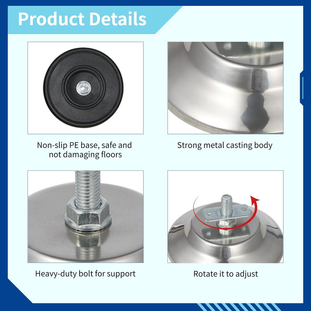 4pcs Pool Table Leg Levelers, 5-Inch Billiard Table Leg Leveling Risers, Adju...