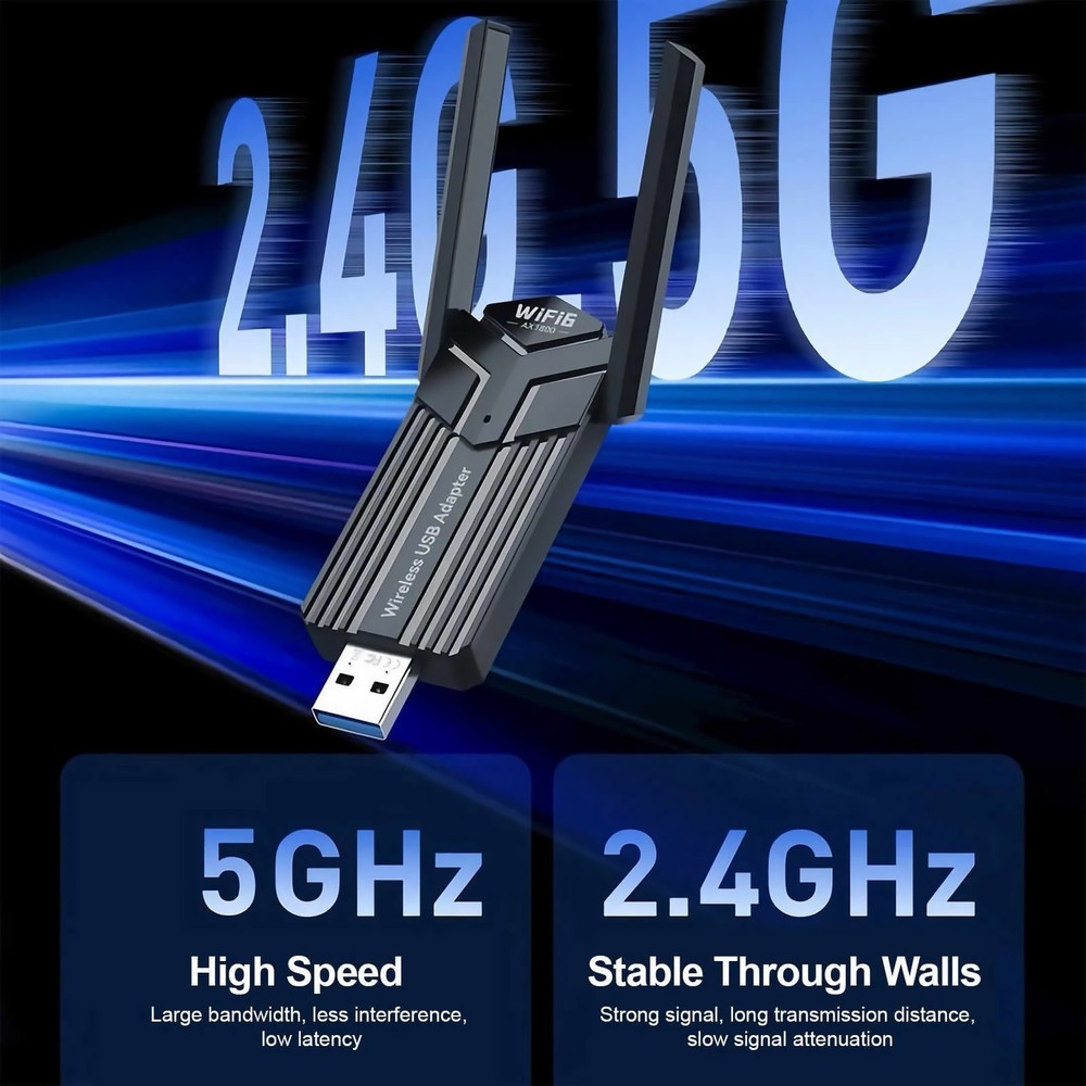 WiFi 6 USB Network Adapter AX1800 for Computer Desktop with Rotatable Antenna