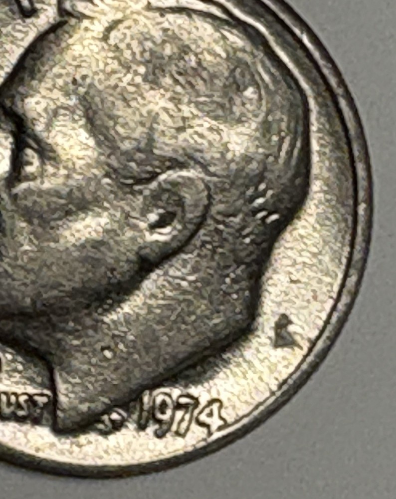 1974 Dime Missing Mint Mark And Faint “US”On The Back Side, More Errors