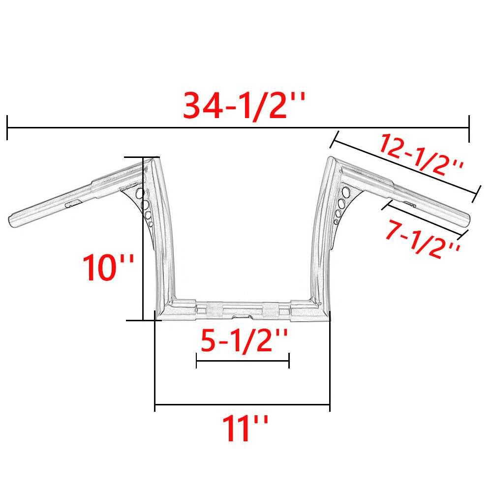10" 12" 14" 16" Rise Ape Hanger Handlebars For Harley Softail Dyna Sportster