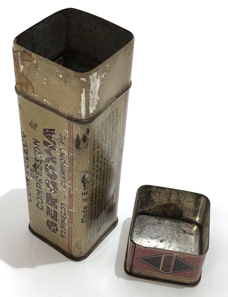 Antique Gergovia Compression Tester Tin Container Michelin