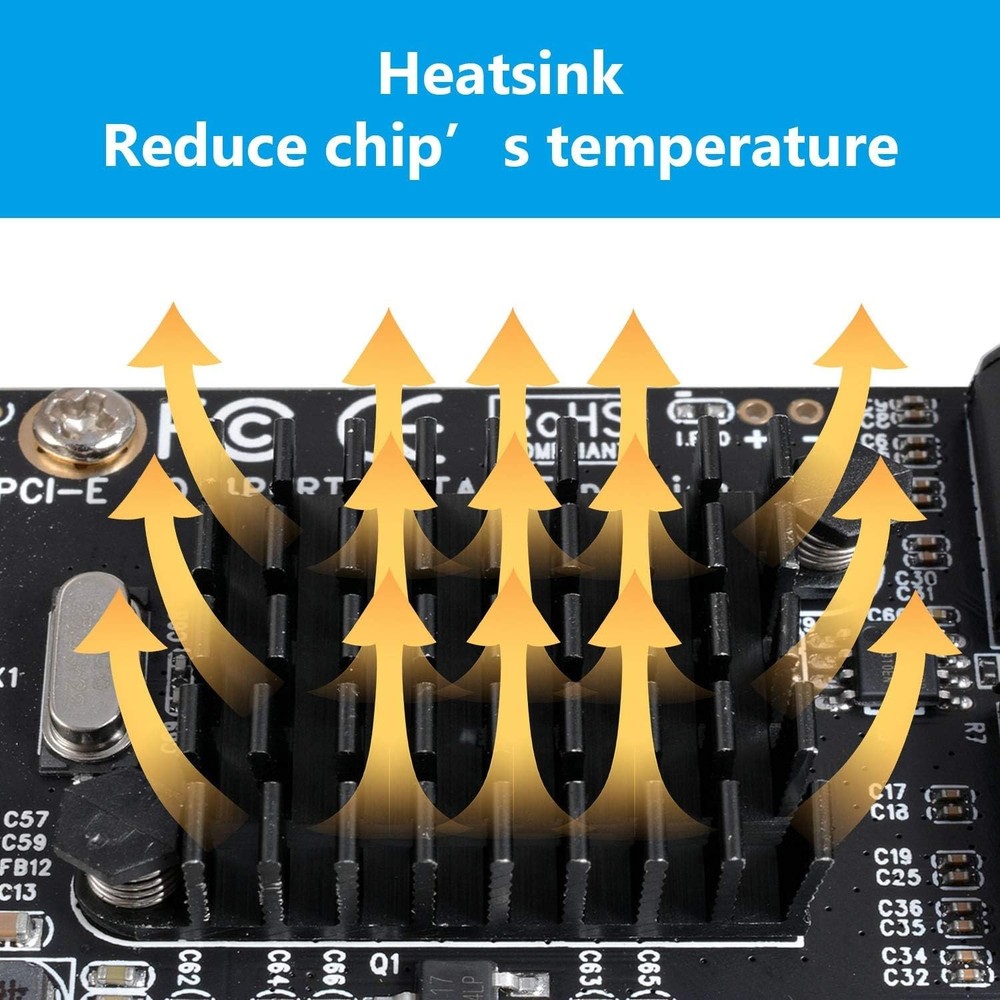 SATA 4 Port Expansion Card Compatible with Windows and Linux Operating Systems