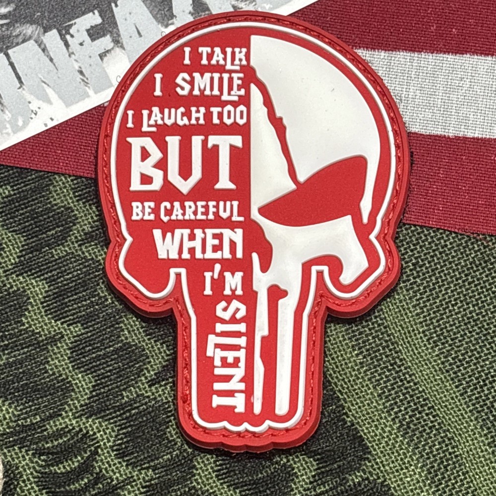 PvC 3D Punisher: Be Careful… Red White Morale Tactical Hook & Loop Patch