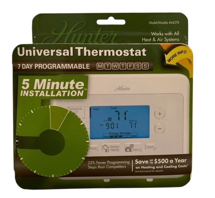 Hunter Home Comfort 44378 Digital 7 Day Programmable Thermostat White ProgramNEW