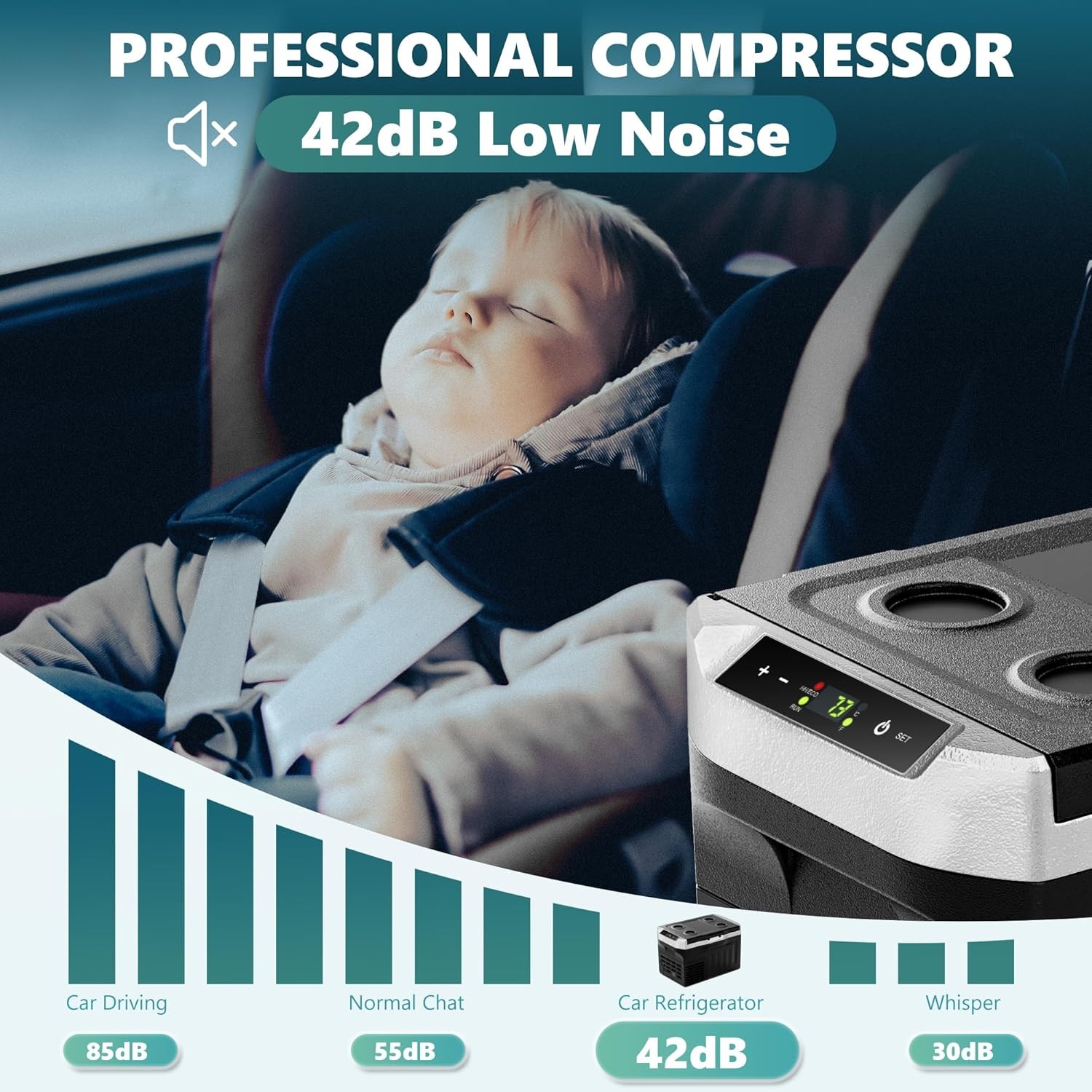 12V Portable Refrigerator Freezer -4℉~68℉ Car Cooler 12/24V DC 110V AC Camping