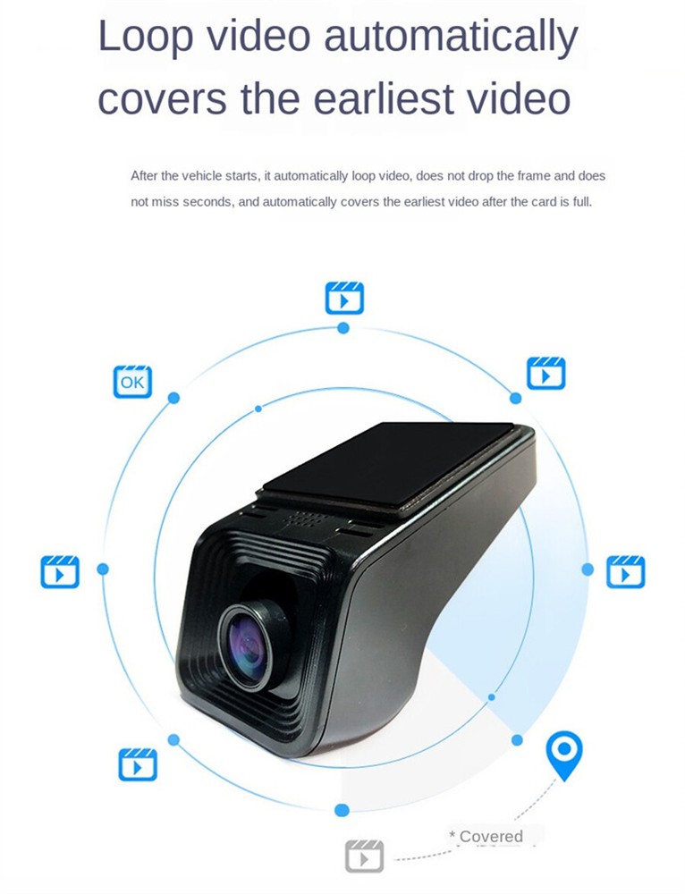 Single Lens Car DVR Dash Cam Video Driving Recorder Night Vision Collision Warn