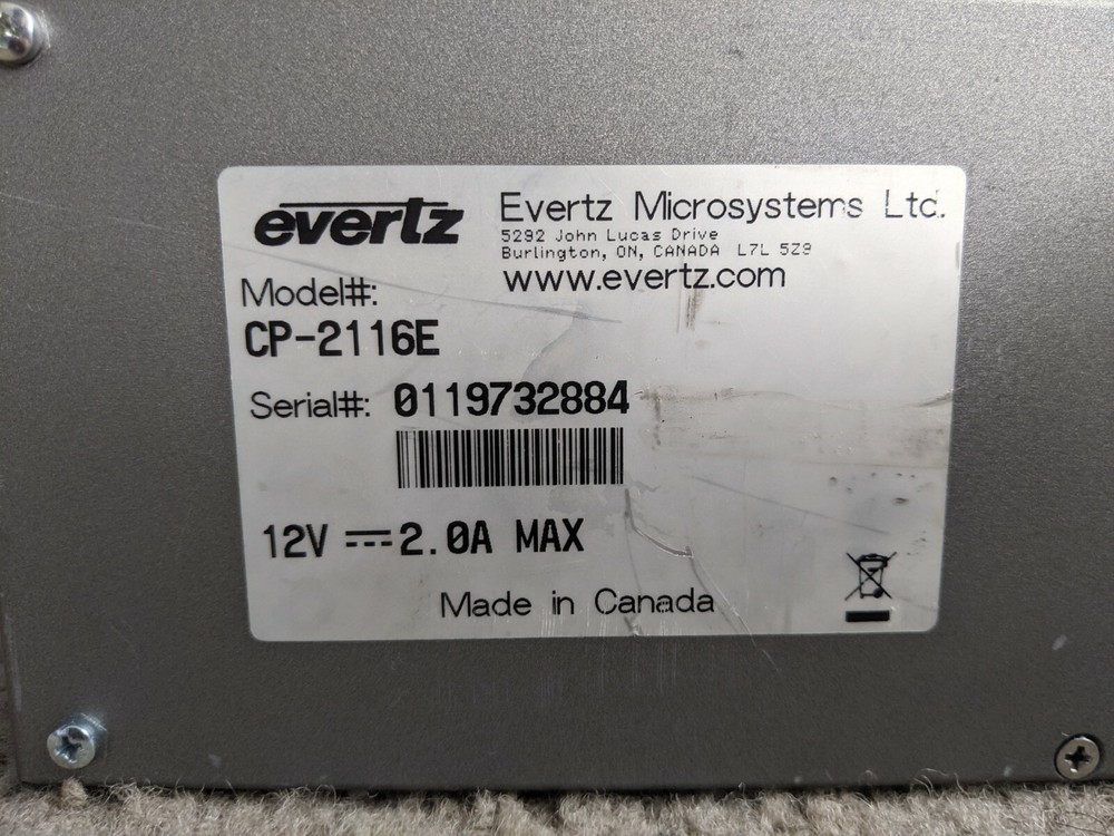 Evertz CP-2116E System Control Panel One Touchscreen 16 LCD Buttons - Parts