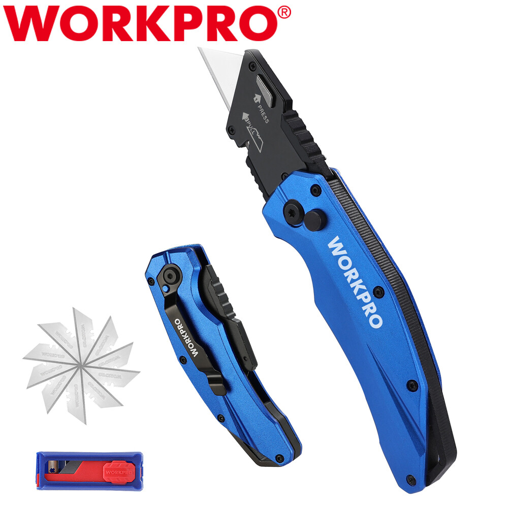 WORKPRO Heavy Duty Folding Utility Knife Quick Change Blade Razor Knife 10 Blade