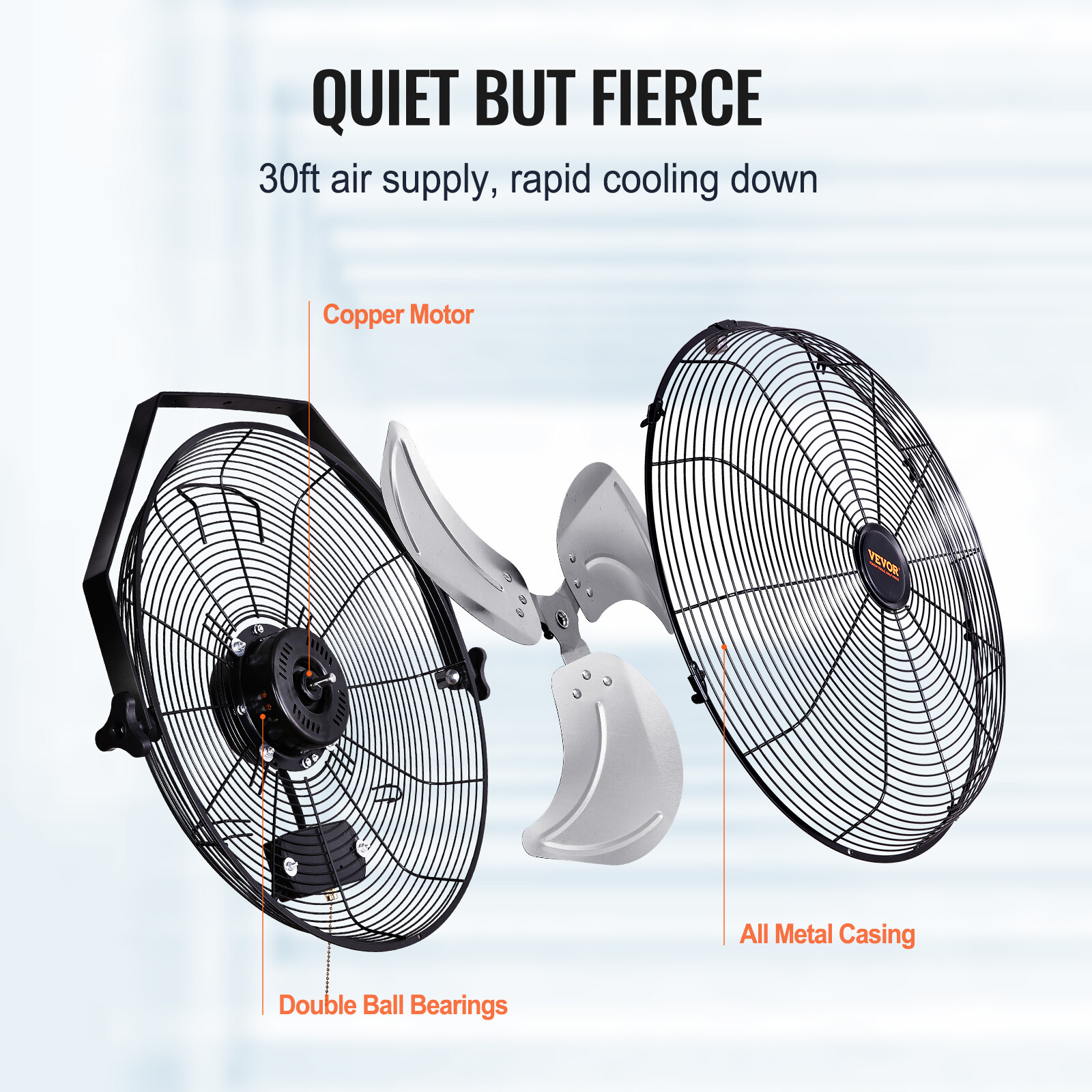 VEVOR 2PCS 18'' Industrial Wall Mount Fan Metal Fan 3 Speed Ventilation Shop Fan