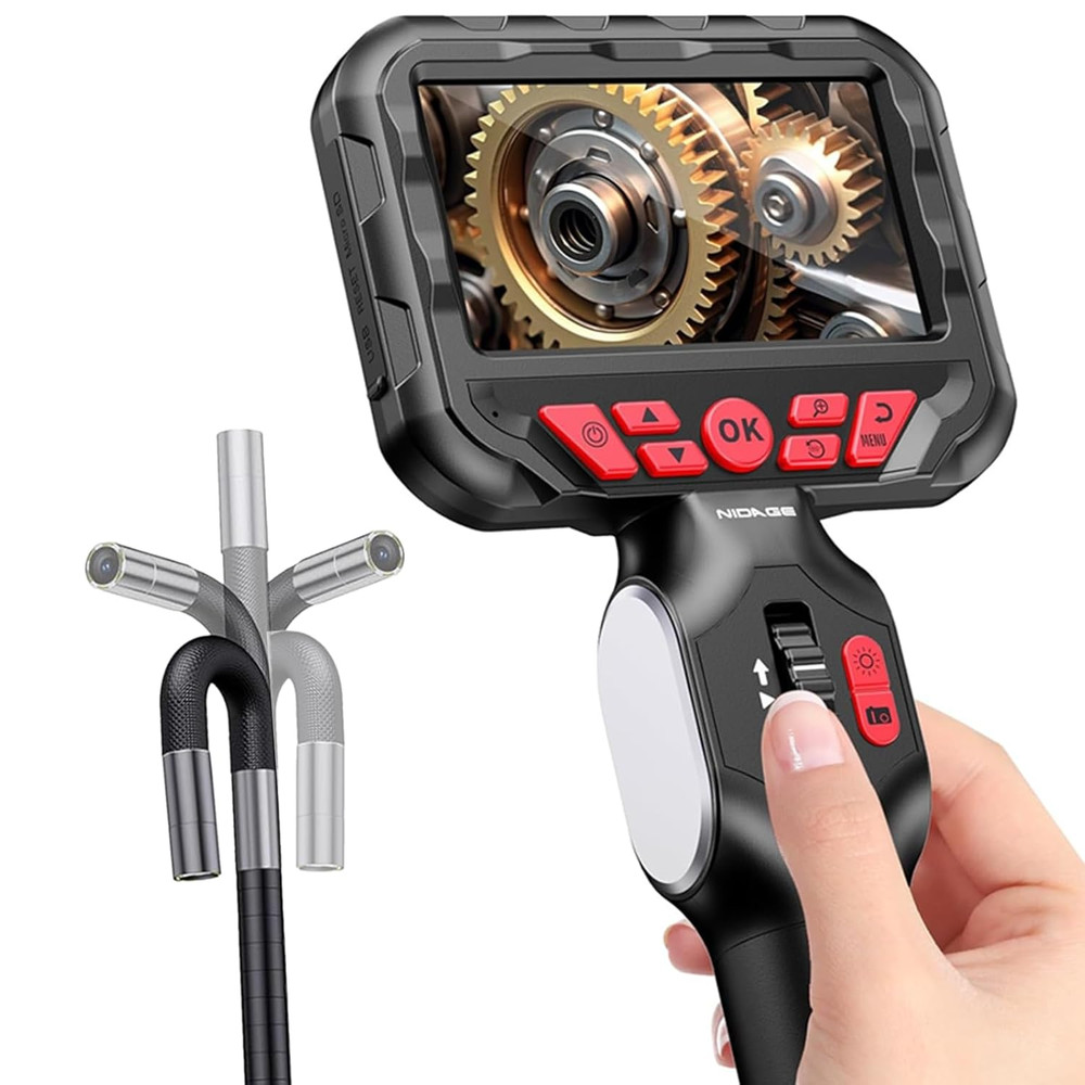 NIDAGE Two-Way Articulating Endoscope Camera with Light, Industrial Borescope wi