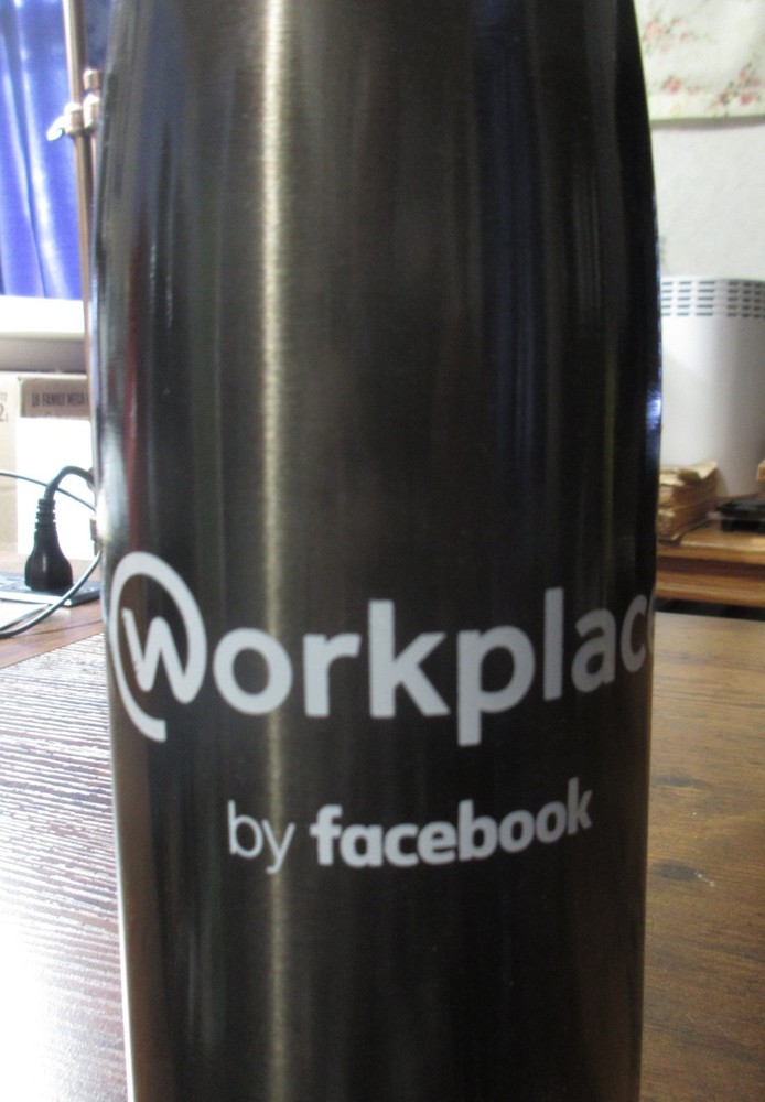 Workplace by Facebook Gray Double Walled Drinking Bottle 10¾" tall - NEW