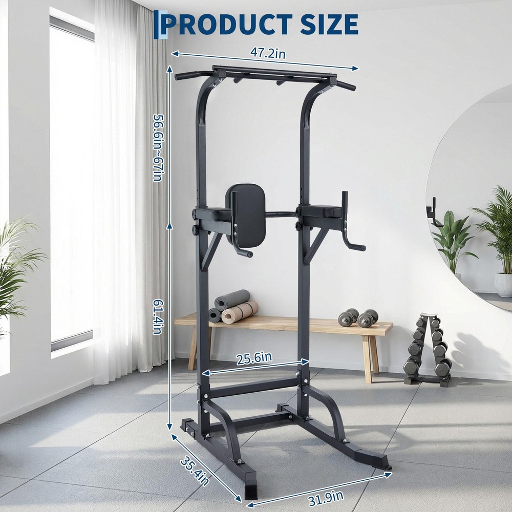Adjustable Power Tower Pull Up Bar Dip Station Multi-Function Home Gym Workout