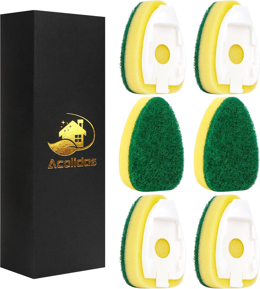 Non Scratch Dishwand Refills 6 Pack, Non-Scratch Replacement Sponge Heads for...
