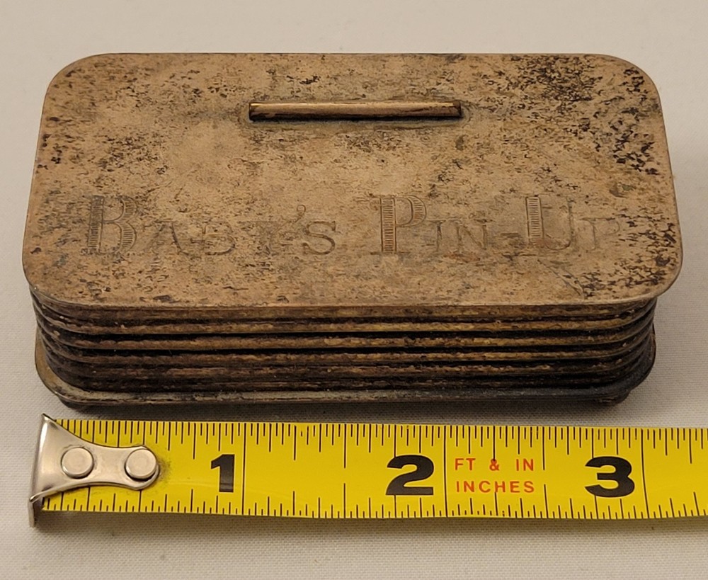 Vintage Victoria Baby's Pin-Up Silver Plate Safety Pin Box